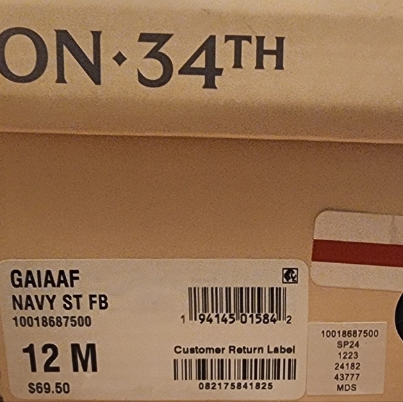 On 34th Womens Gaiaa Bow Block-Heel D Navy Stripe Fabric 10.5M - A014 \13 - Picture 9 of 10